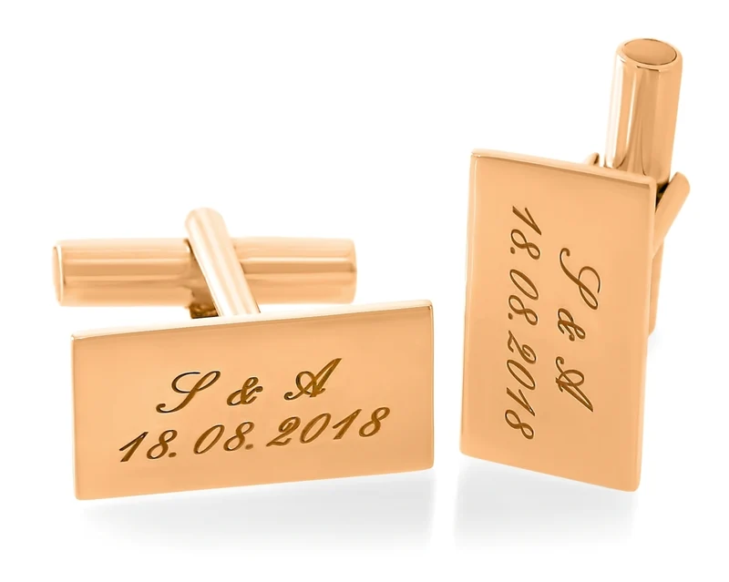 MANSCHETTENKNÖPFE PERSONALISIERT MIT GRAVUR HERRENSCHMUCK ROSÉGOLD ACCESSOIRE