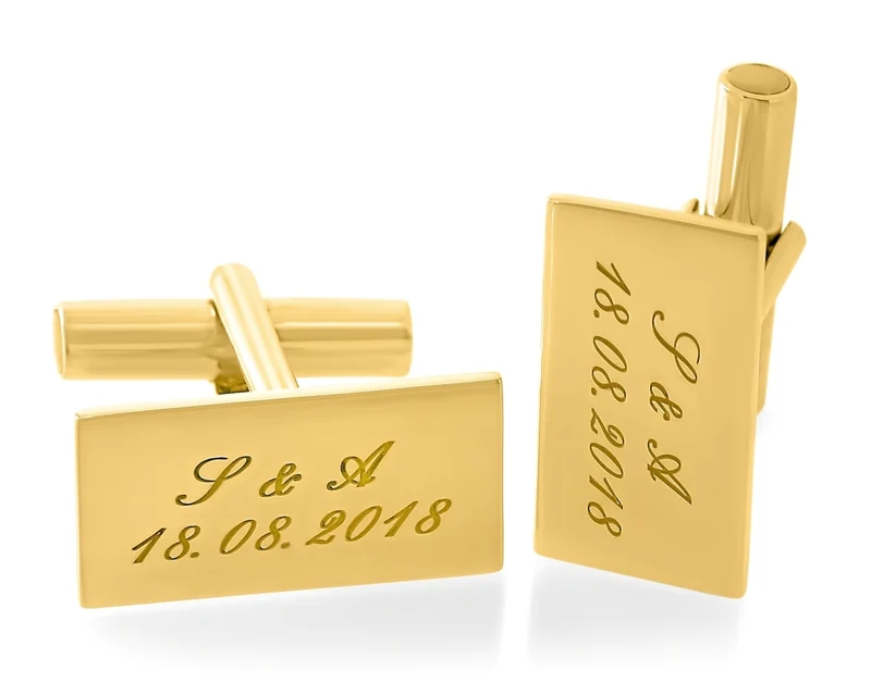 HERREN ACCESSOIRE MANSCHETTENKNÖPFE 925 SILBER GOLD MÄNNERSCHMUCK MIT GRAVUR