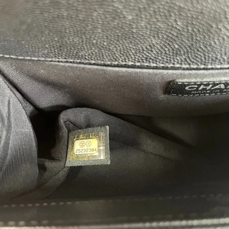Chanel Medium Boy Flap Black Caviar Silver Hardware 2018