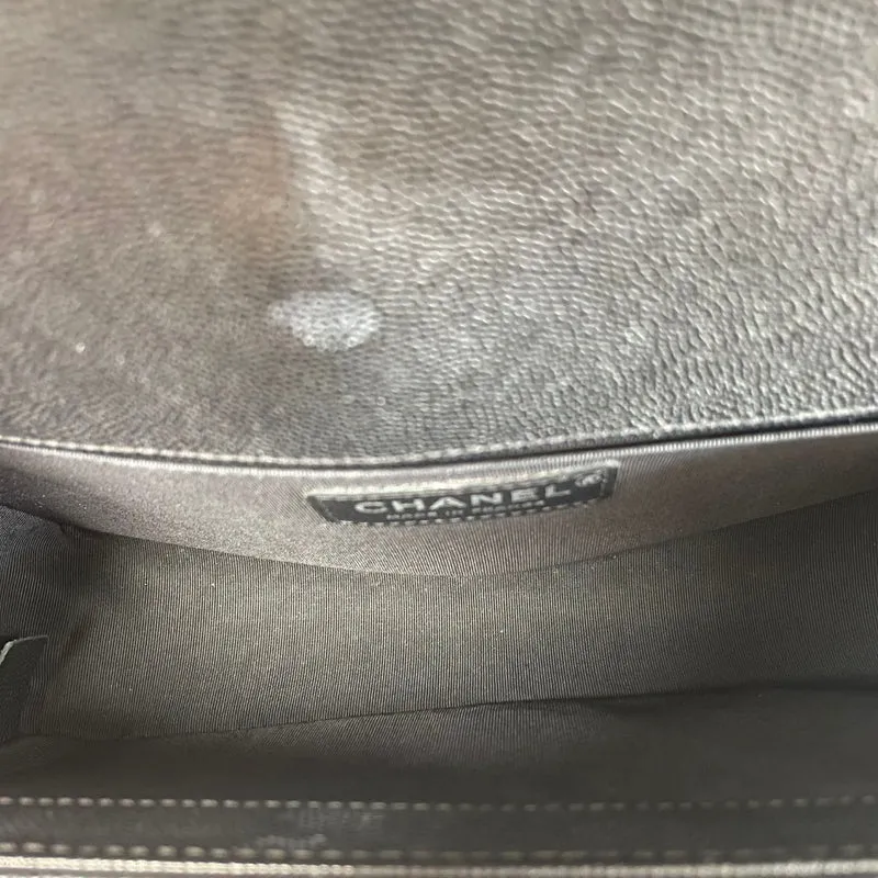 Chanel Medium Boy Flap Black Caviar Silver Hardware 2018