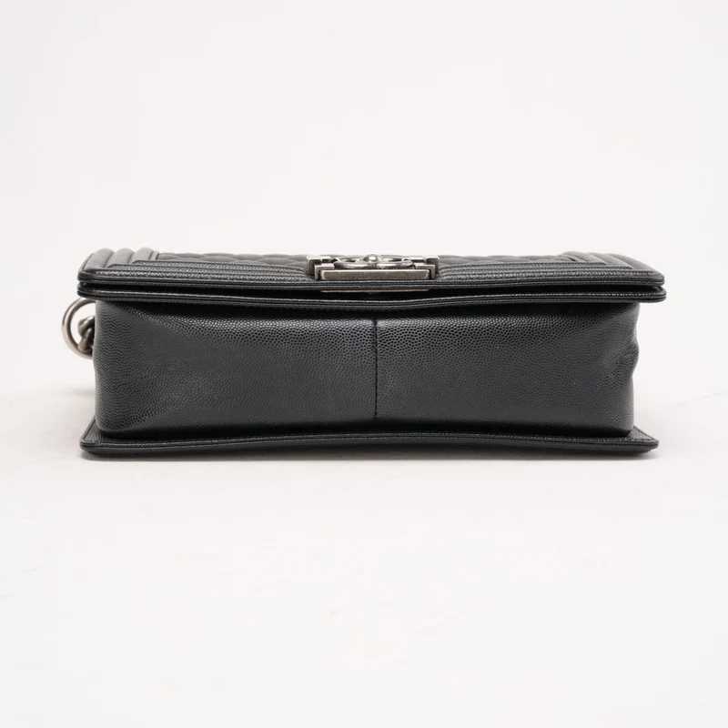 Chanel Medium Boy Flap Black Caviar Silver Hardware 2018
