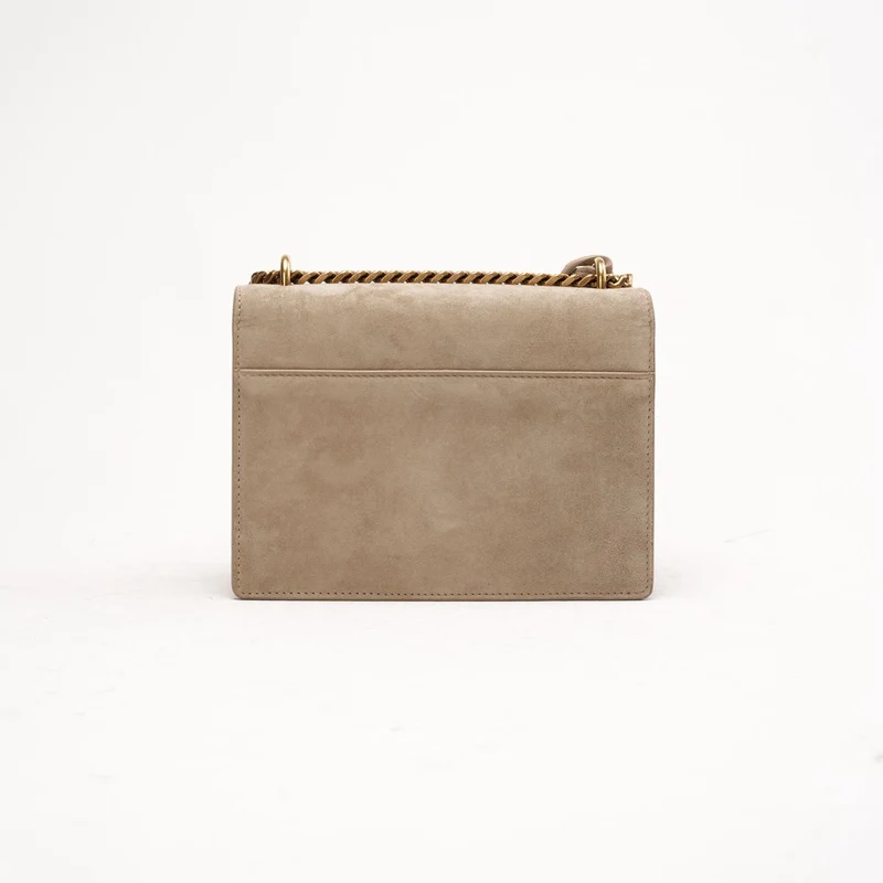 Saint Laurent Große Sunset Tasche aus dunkelbeigem Wildleder 2023