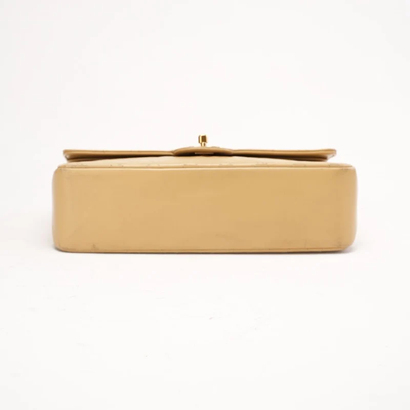Chanel Vintage Beige Lammleder Medium Classic Double Flap Bag 1988
