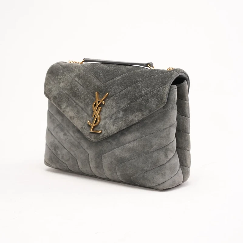 Saint Laurent Kleine LouLou Tasche aus grauem Wildleder 2022