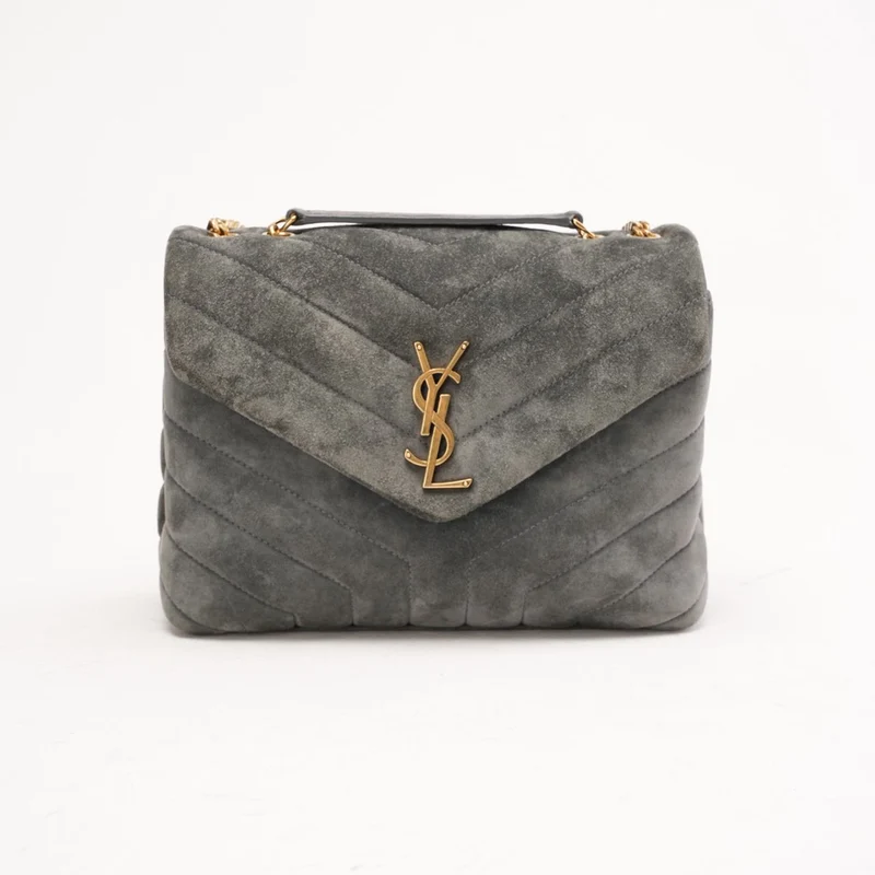 Saint Laurent Kleine LouLou Tasche aus grauem Wildleder 2022