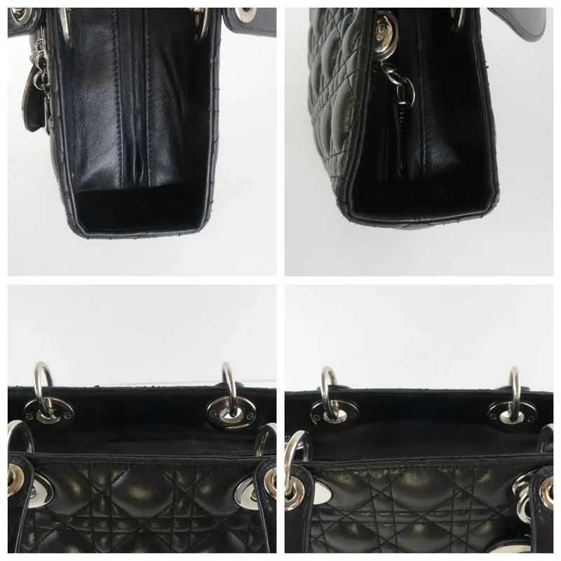 Christian Dior Black Cannage Lambskin Large Lady Dior Shoulder Bag