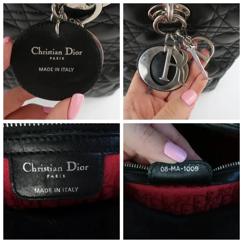Christian Dior Black Cannage Lambskin Large Lady Dior Shoulder Bag