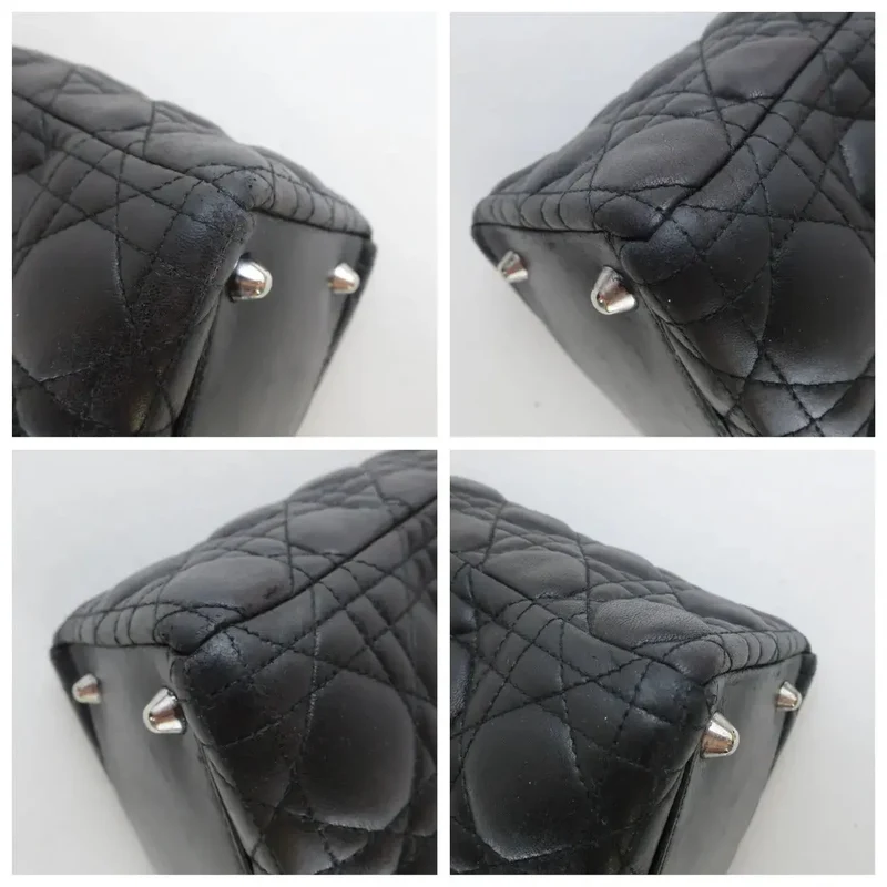 Christian Dior Black Cannage Lambskin Large Lady Dior Shoulder Bag