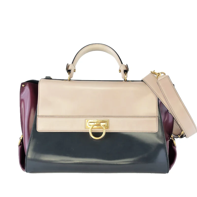 Salvatore Ferragamo Tricolor Large Sofia Shoulder Bag
