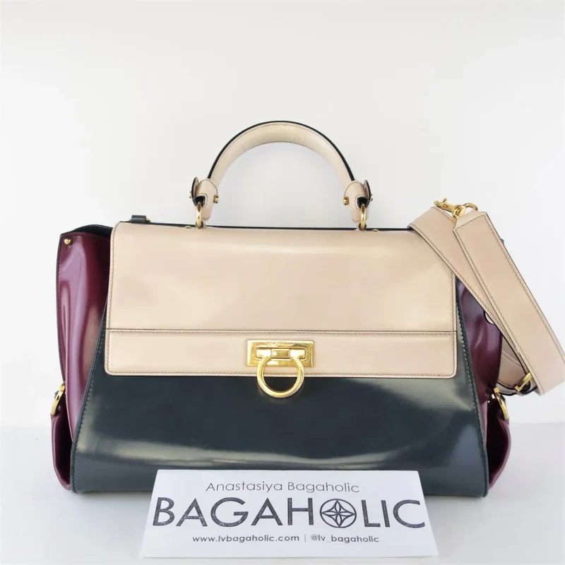 Salvatore Ferragamo Tricolor Large Sofia Shoulder Bag