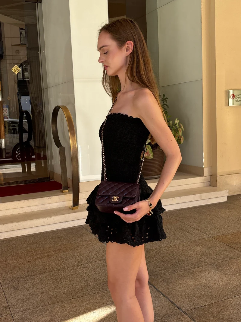 Chanel Mini Square Classic Flap Bag aus Lammleder, burgunderrot, 2017