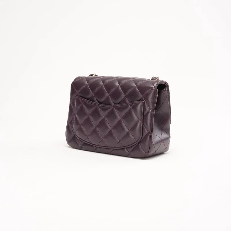 Chanel Mini Square Classic Flap Bag aus Lammleder, burgunderrot, 2017