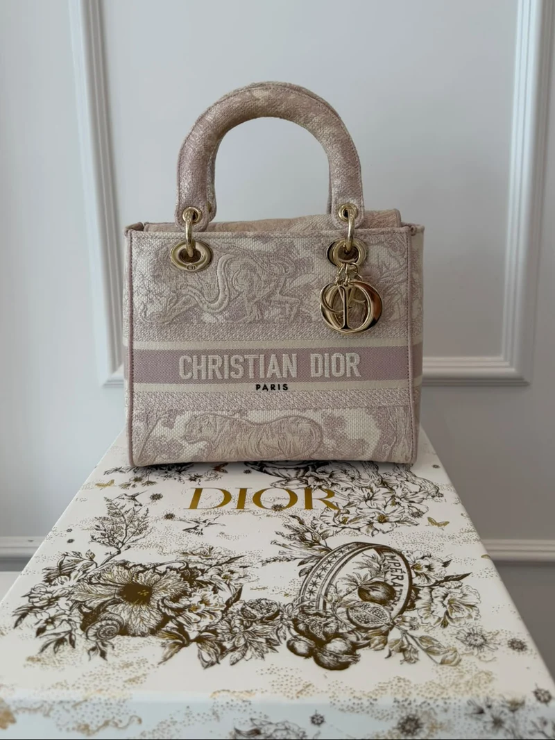 Dior Canvas Toile De Jouy Reverse bestickt Medium Lady D-Lite Rose 2021