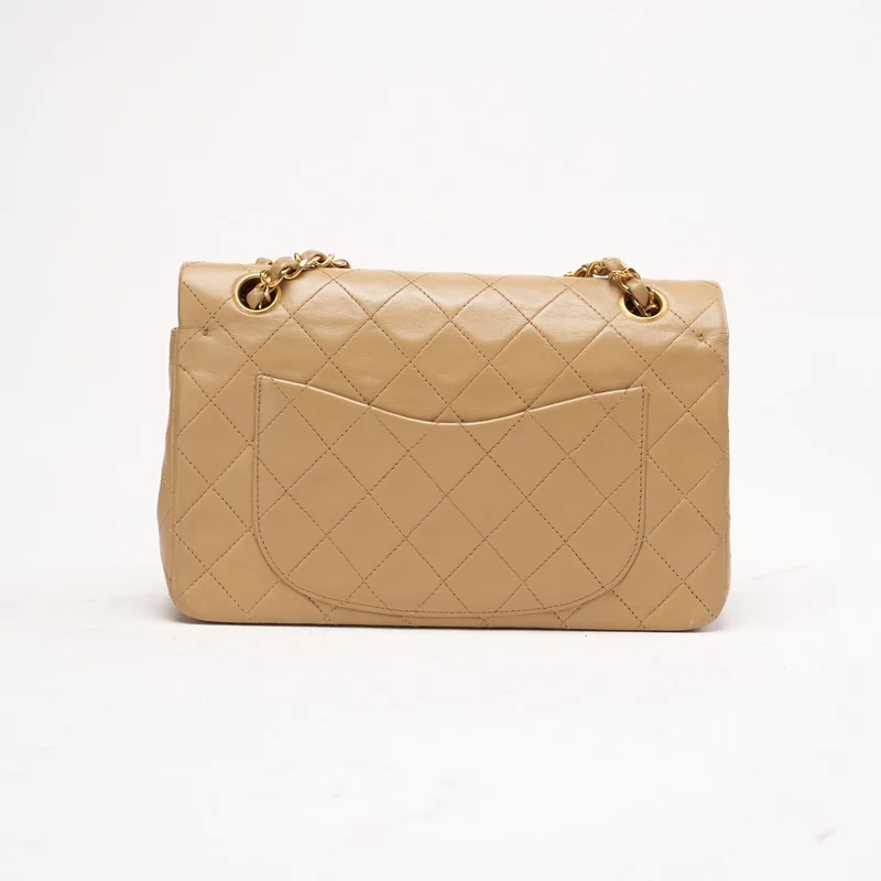 Chanel Beige Lammleder Klassische Kleine Doppelklappentasche 2005