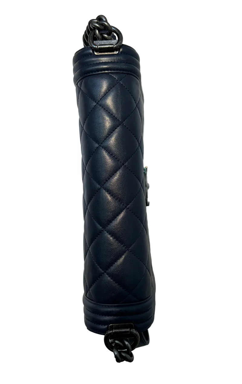 Chanel Le Boy Flap, groß, Lammblau, Marineblau