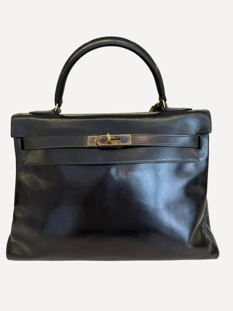 Hermes Vintage Kelly 32 Box Leder Schwarz 1945