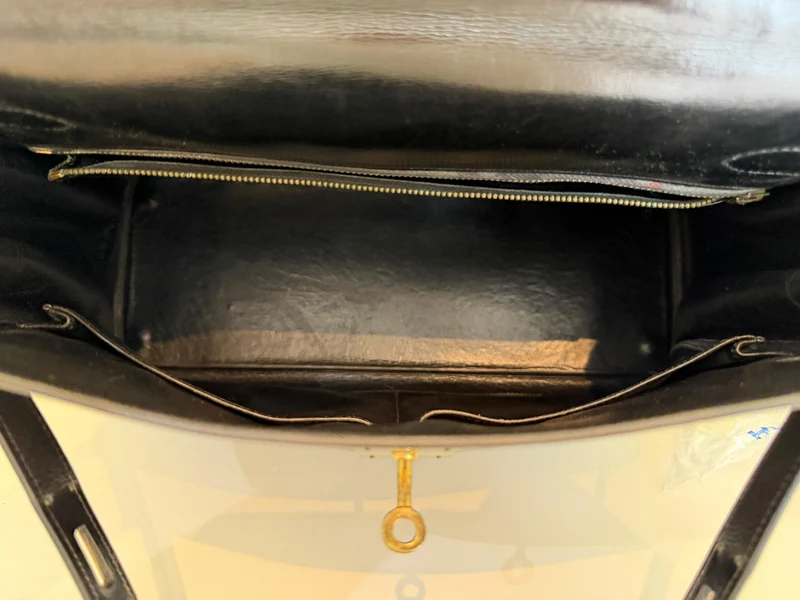 Hermes Vintage Kelly 32 Box Leder Schwarz 1945