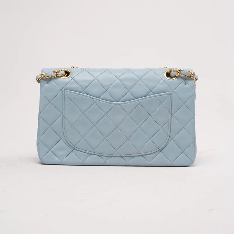 Chanel Vintage Small Classic Double Flap Lamm Hellblau 1997