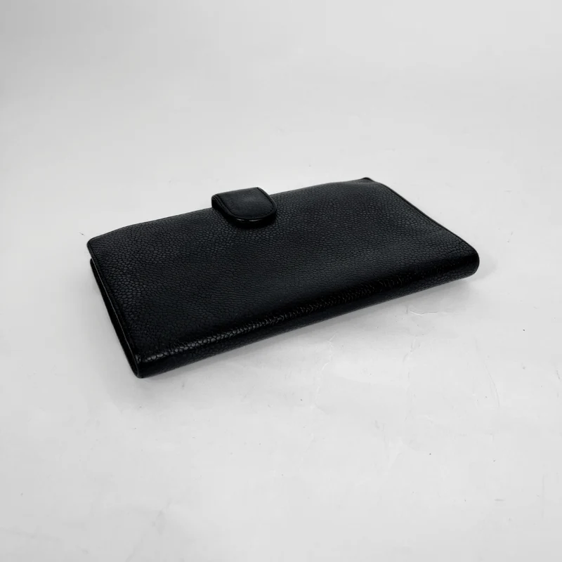 Chanel Caviar CC French Long Wallet in Schwarz