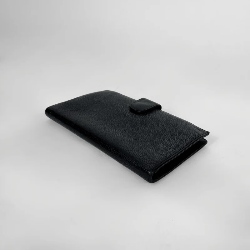 Chanel Caviar CC French Long Wallet in Schwarz