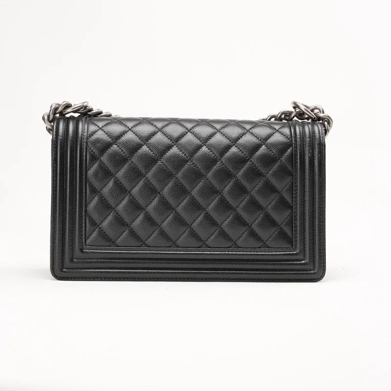 Chanel Black Caviar Quilted Medium Boy Flap Caviar 2019