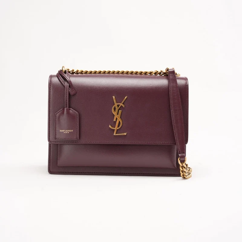 Saint Laurent Burgunderrotes Kalbsleder Medium Monogram Sunset 2018