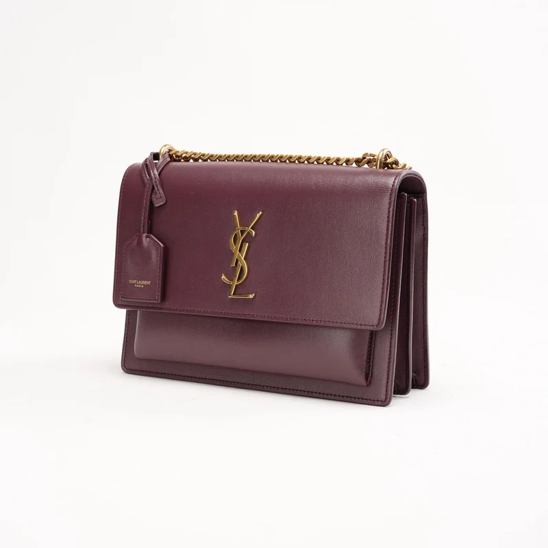 Saint Laurent Burgunderrotes Kalbsleder Medium Monogram Sunset 2018