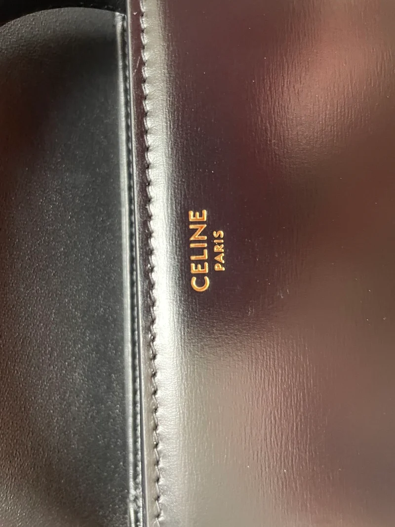 Celine Teen Triomphe Tasche aus glänzendem Kalbsleder, Schwarz, 2020