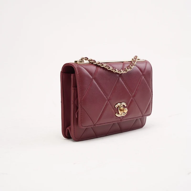 Chanel Trendy CC Wallet on Chain (WOC) Lamm Burgunderrot 2020