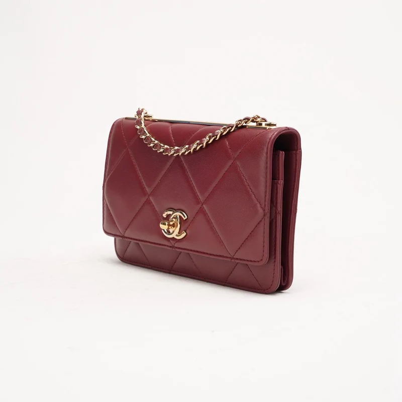 Chanel Trendy CC Wallet on Chain (WOC) Lamm Burgunderrot 2020