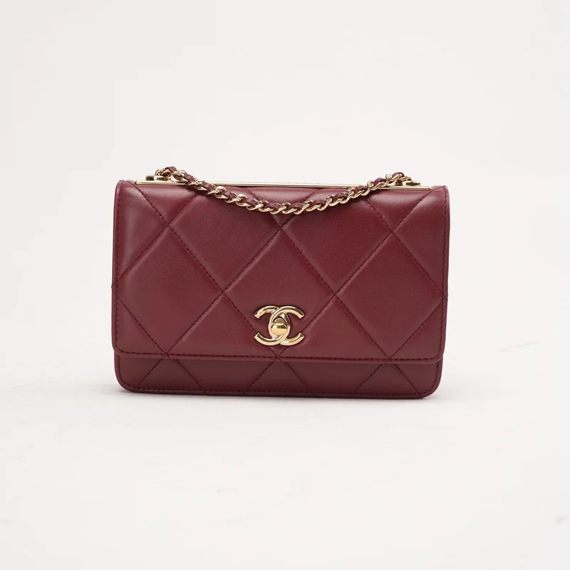 Chanel Trendy CC Wallet on Chain (WOC) Lamm Burgunderrot 2020