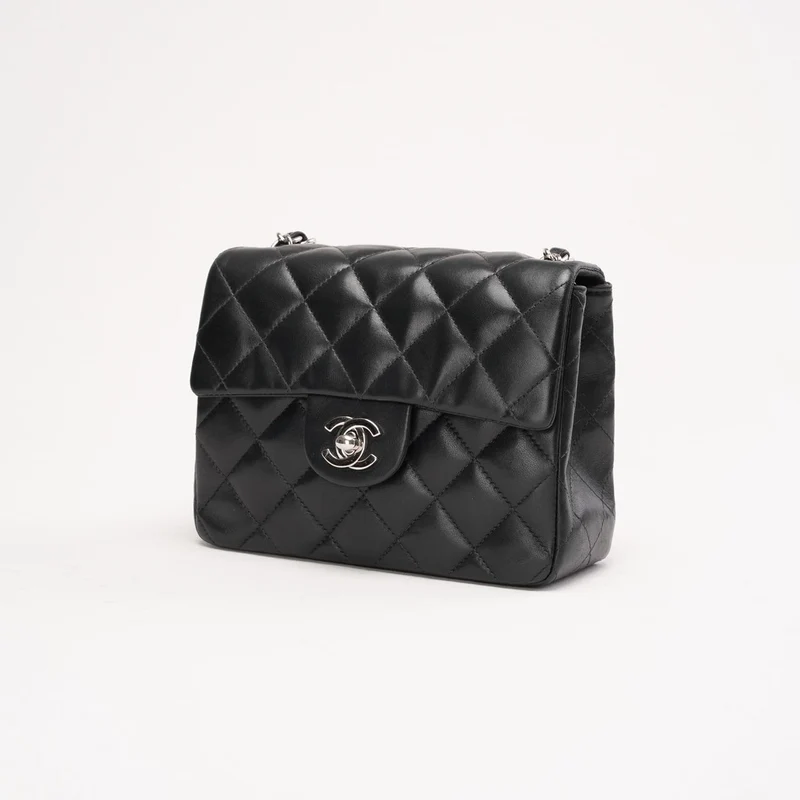 Chanel Vintage Mini Square Classic Flap Bag aus Lammleder, Schwarz, 2005