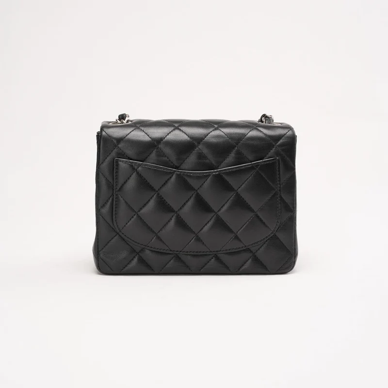 Chanel Vintage Mini Square Classic Flap Bag aus Lammleder, Schwarz, 2005