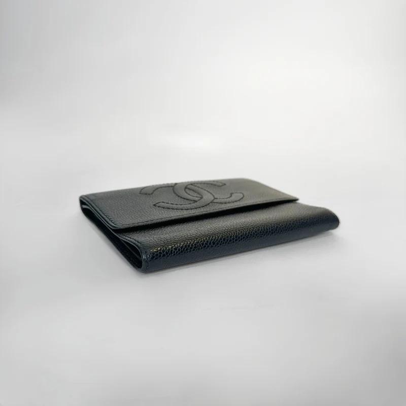 Chanel Geldbörse Mittelgroß Kaviarleder