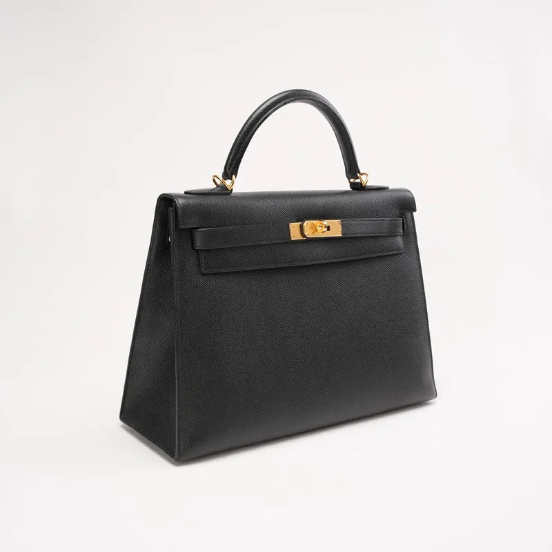 Hermès Kelly Sellier 32 Epsom Leder R Square Schwarz 2014