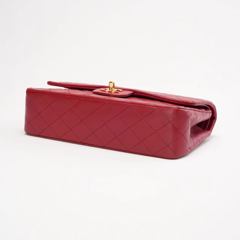 Chanel Vintage Medium Double Flap Lammleder Rot 1991