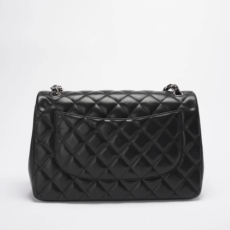 Chanel Classic Flap Bag Lambskin Black Bag Jumbo in Silver Hardware Teil 3 für Daniel exklusiv