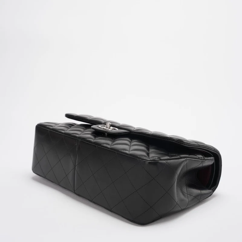 Chanel Classic Flap Bag Lambskin Black Bag Jumbo in Silver Hardware Teil 3 für Daniel exklusiv