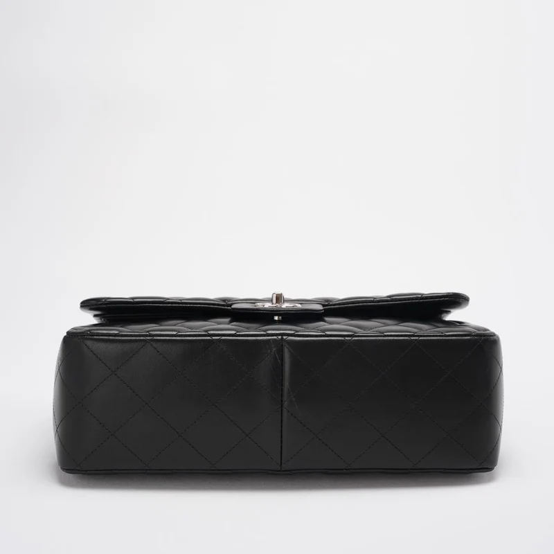Chanel Classic Flap Bag Lambskin Black Bag Jumbo in Silver Hardware Teil 3 für Daniel exklusiv