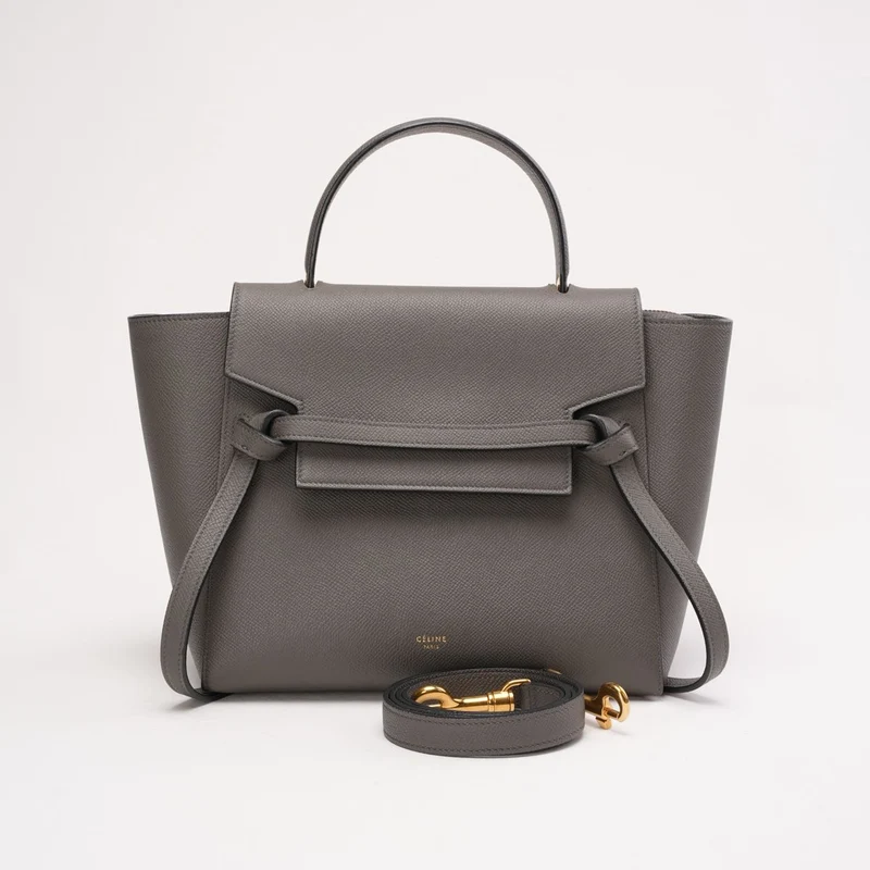 Celine Micro Belt Bag aus genarbtem Kalbsleder, Grau, 2017