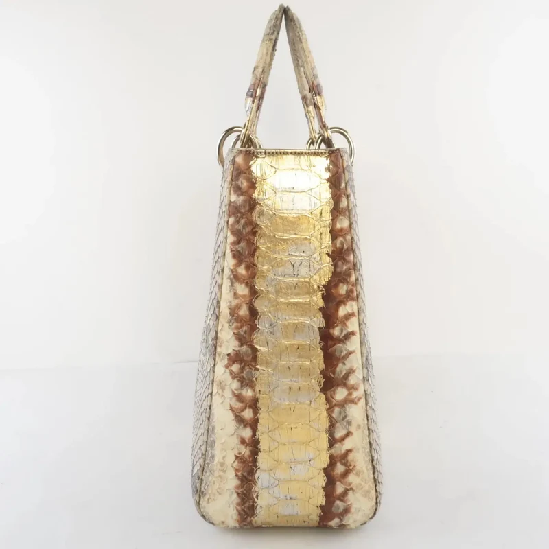 Dior Gold Python Lady Dior Large Shoulder Bag