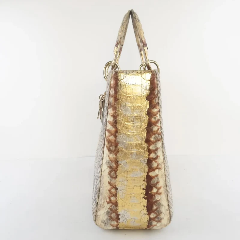 Dior Gold Python Lady Dior Large Shoulder Bag