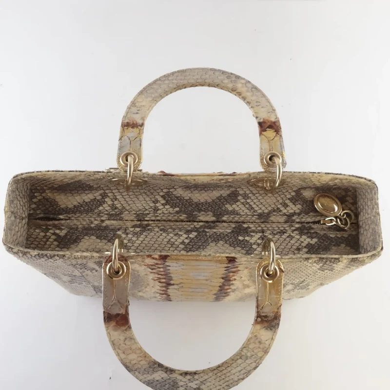 Dior Gold Python Lady Dior Large Shoulder Bag