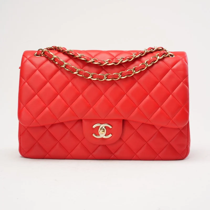 Chanel Classic Jumbo Double Flap Lamb Red 2017