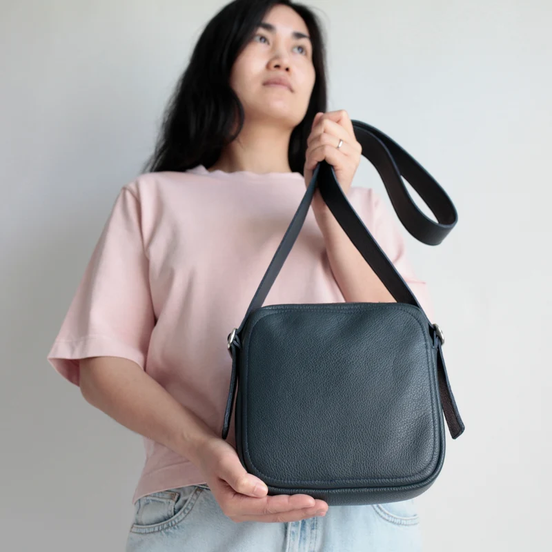 Handtasche ZIP Quadrat Blau