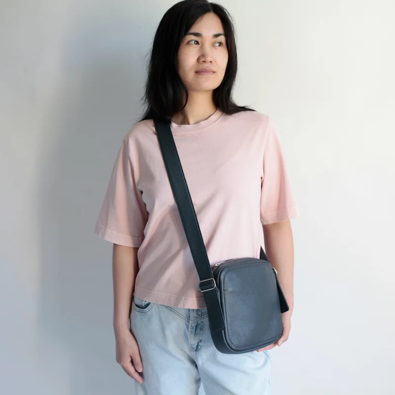 Handtasche ZIP Quadrat Blau