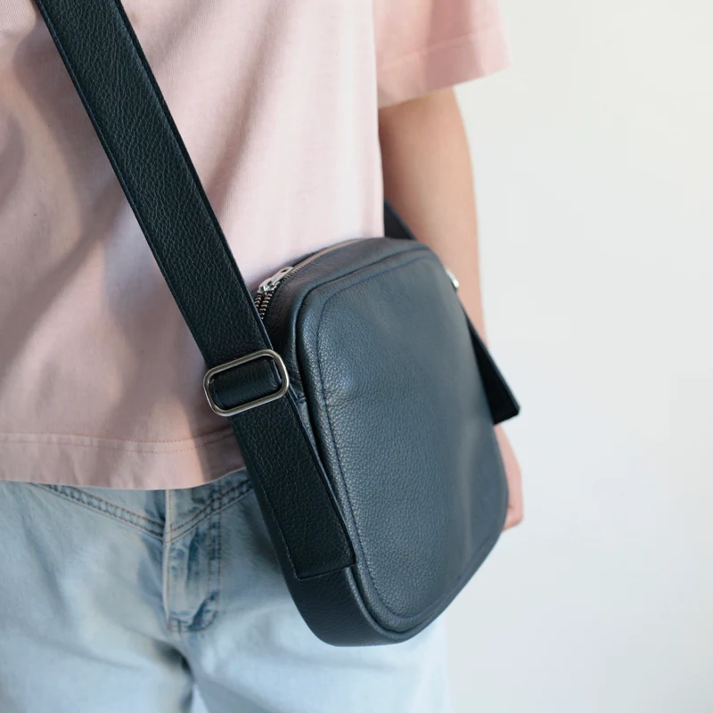 Handtasche ZIP Quadrat Blau