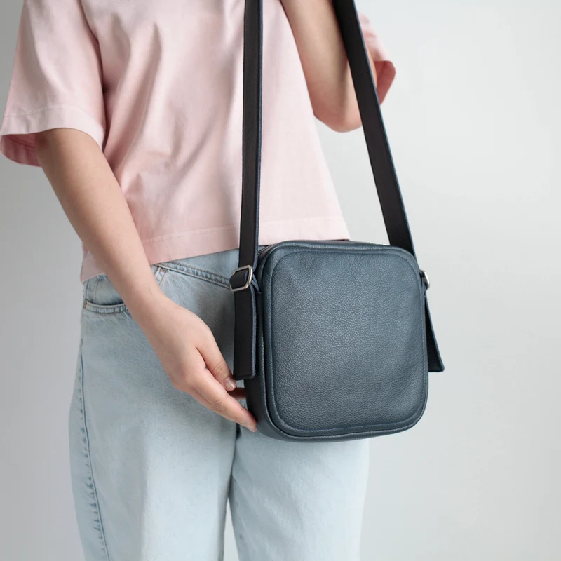 Handtasche ZIP Quadrat Blau