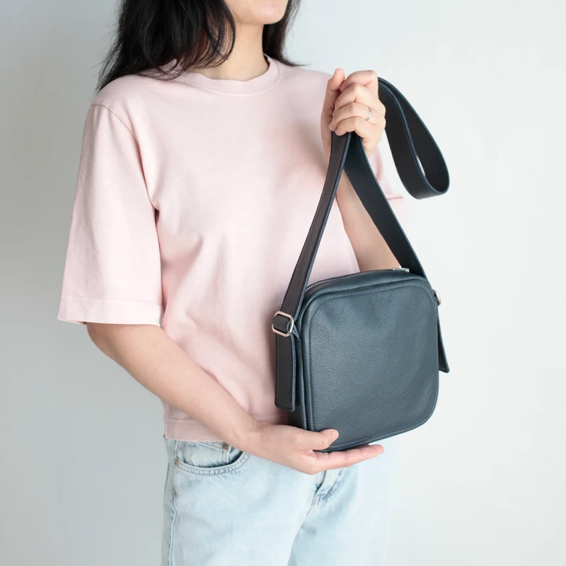 Handtasche ZIP Quadrat Blau