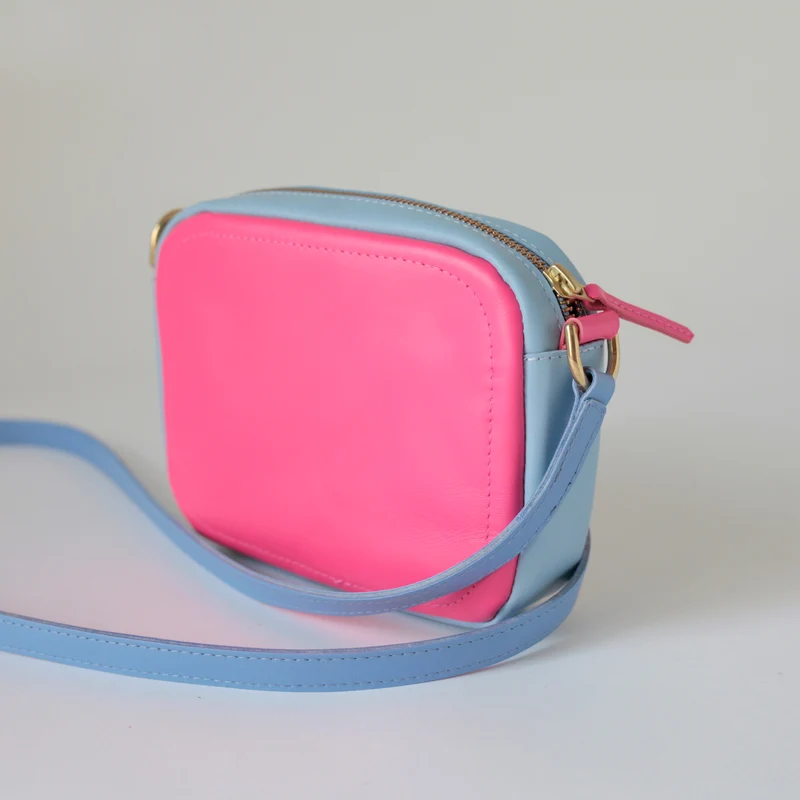 Handtasche ZIP S Himmelblau / Pink / Aprikose / Hellblau